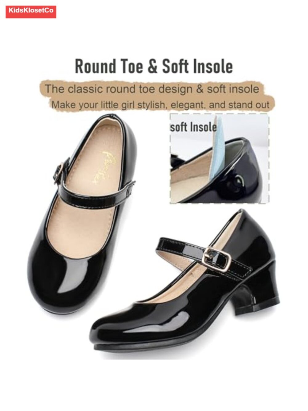 Girls Low Heels Mary Jane Dress Shoes Patent Leather Flats Princess - Picture 5 of 6
